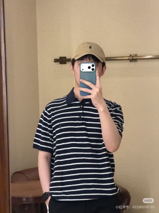 Ralph Lauren Navy & White Striped Polo Shirt