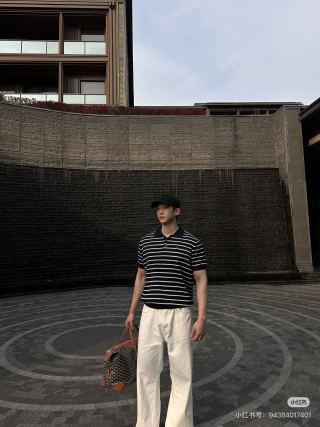 Ralph Lauren Navy & White Striped Polo Shirt view 2