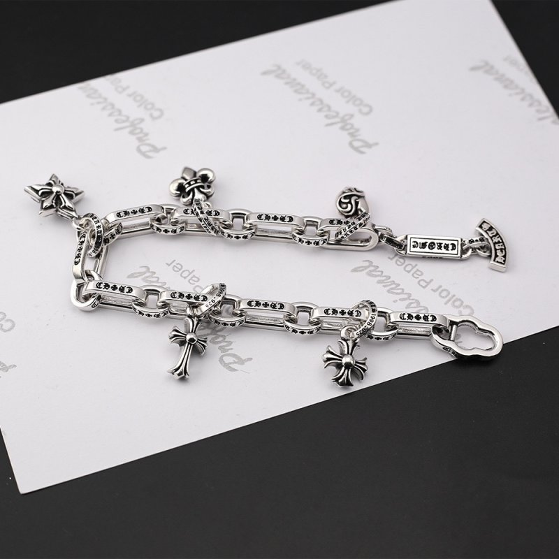 Chrome Hearts Multi-Element Cross Anchor Silver Chain Bracelet view