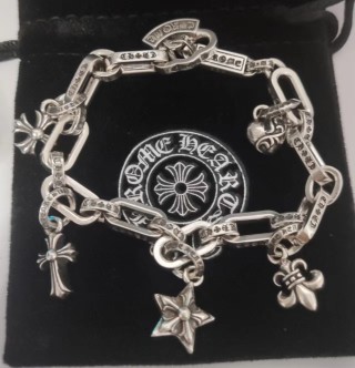 Chrome Hearts Multi-Element Cross Anchor Silver Chain Bracelet view 7