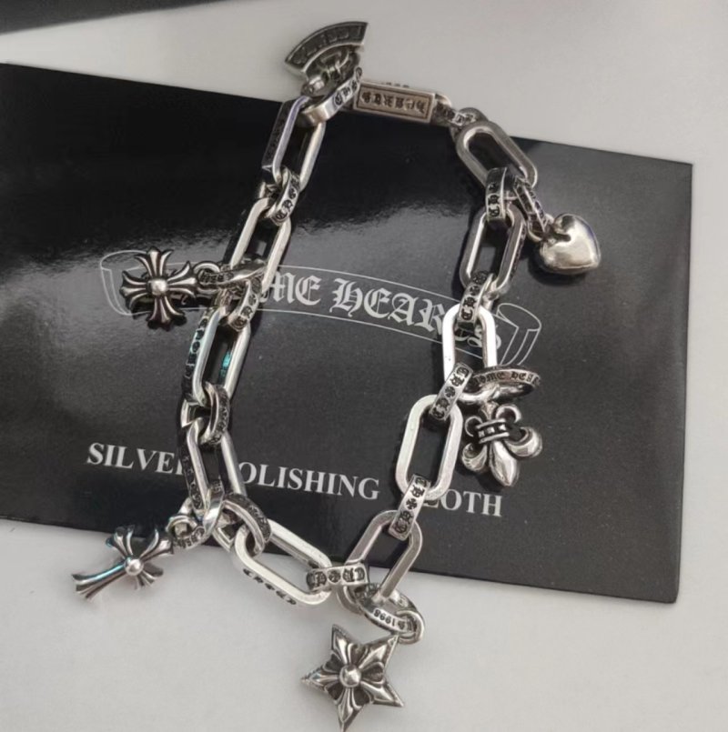 Chrome Hearts Multi-Element Cross Anchor Silver Chain Bracelet view