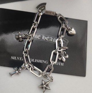 Chrome Hearts Multi-Element Cross Anchor Silver Chain Bracelet view 8