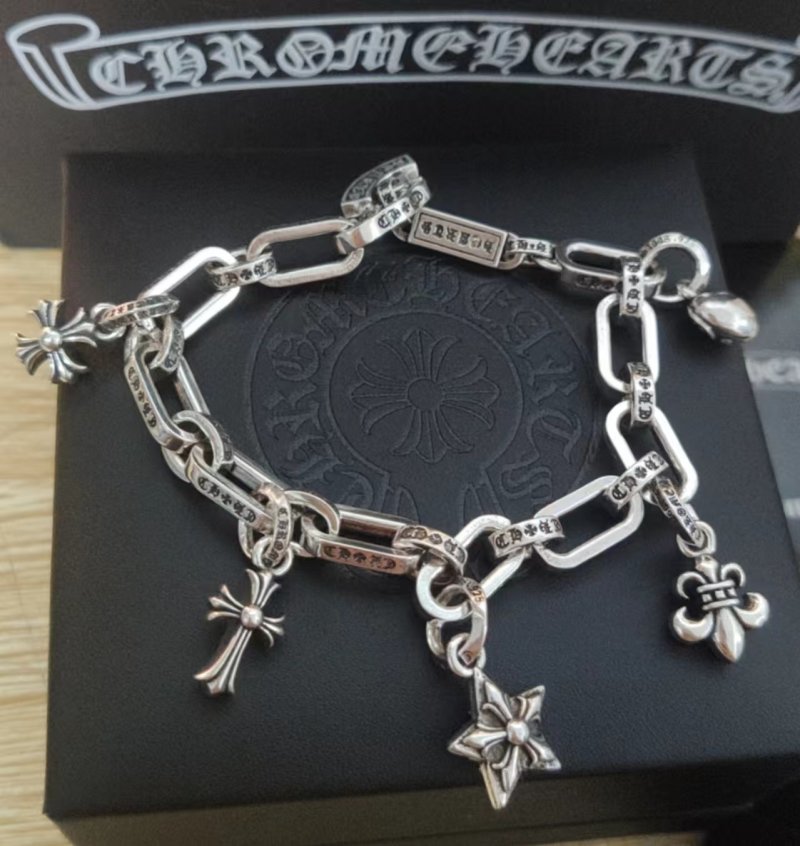 Chrome Hearts Multi-Element Cross Anchor Silver Chain Bracelet view