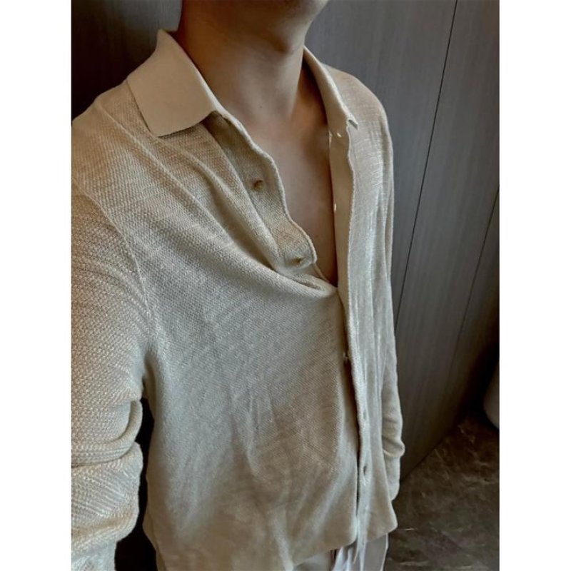 Cream Waffle-Knit Long-Sleeve Cardigan view