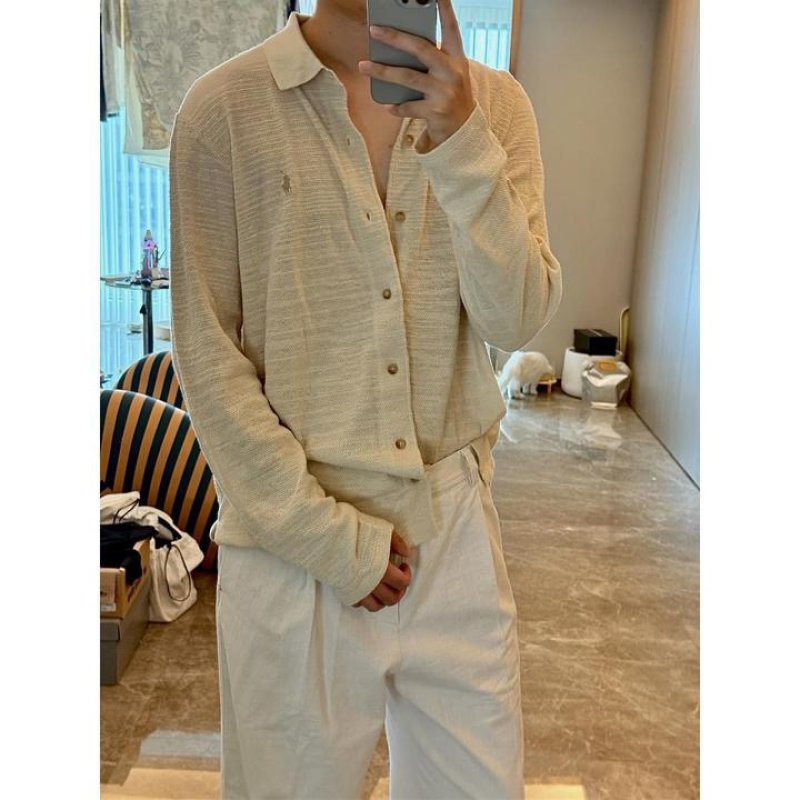 Cream Waffle-Knit Long-Sleeve Cardigan view