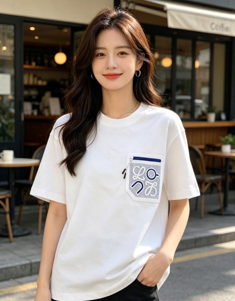 White Short Sleeve T-Shirt with Mesh Pocket Detail view