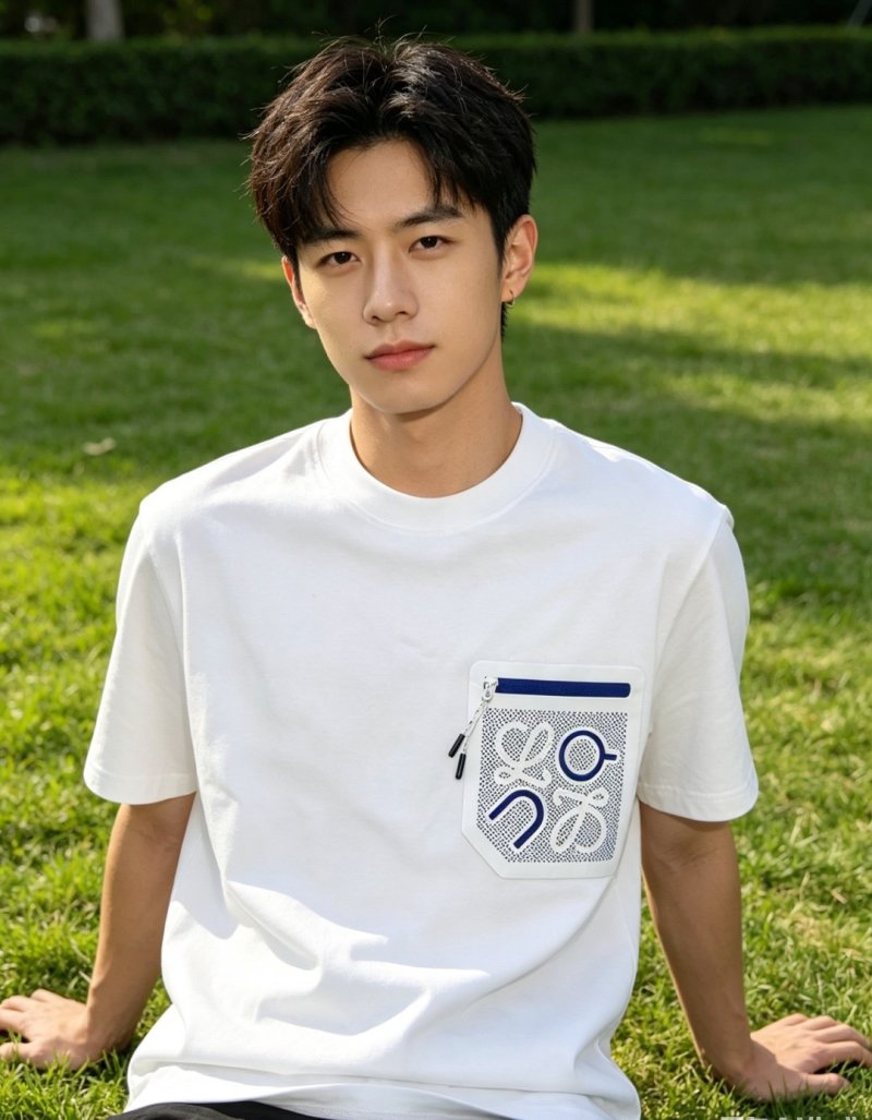 White Short Sleeve T-Shirt with Mesh Pocket Detail view