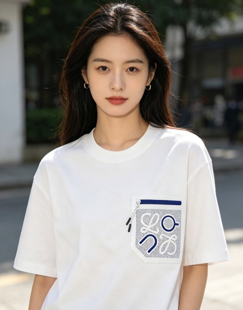 White Short Sleeve T-Shirt with Mesh Pocket Detail view