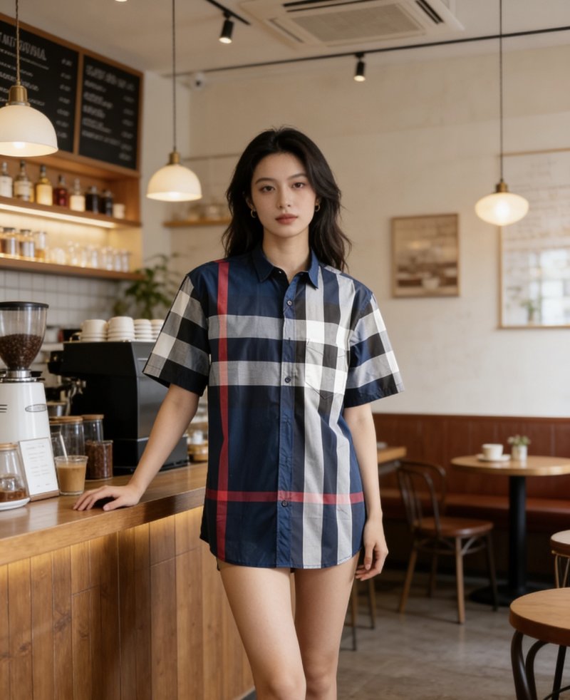 Burberry Check Classic Short-Sleeve Shirt Navy view