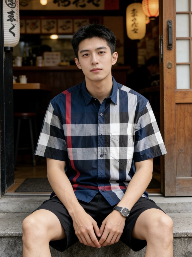 Burberry Check Classic Short-Sleeve Shirt Navy view