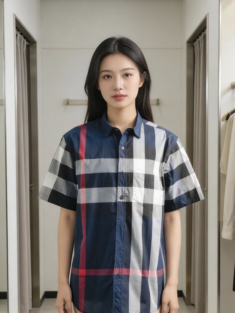 Burberry Check Classic Short-Sleeve Shirt Navy view