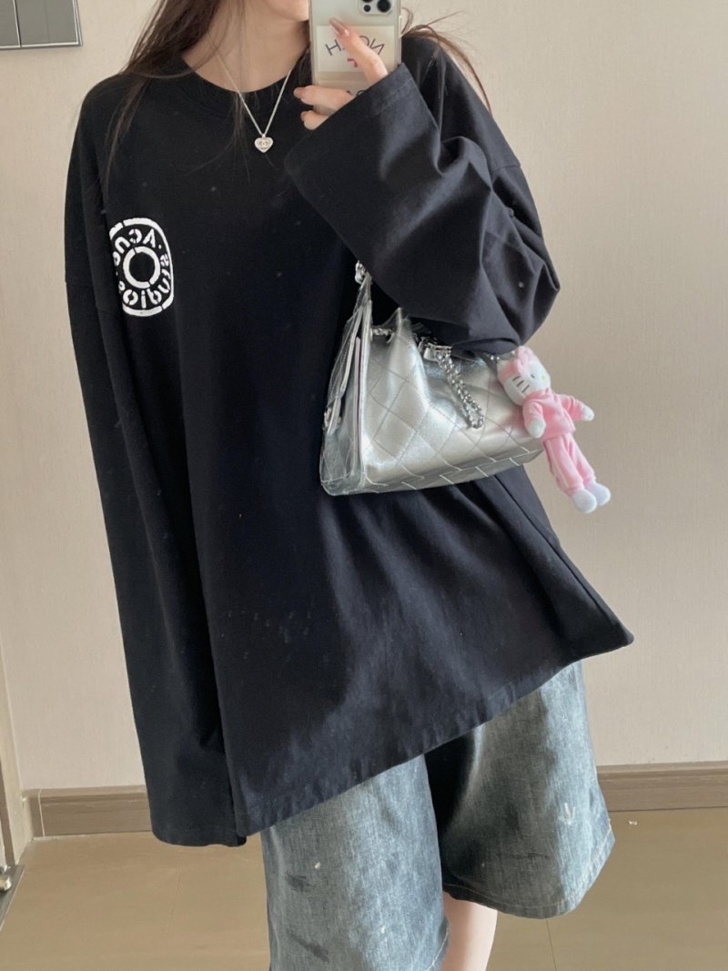 Black Long Sleeve Graphic Logo Tee