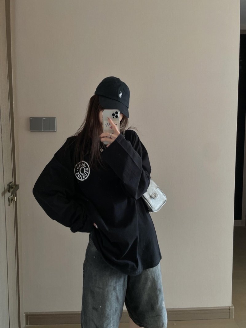 Black Long Sleeve Graphic Logo Tee view
