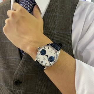 IWC Schaffhausen Portuguese Automatic Watch Silver Blue view 2