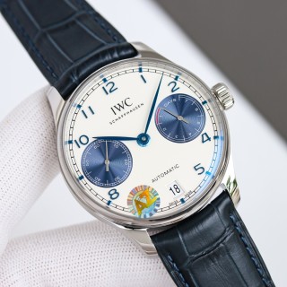 IWC Schaffhausen Portuguese Automatic Watch Silver Blue view 3