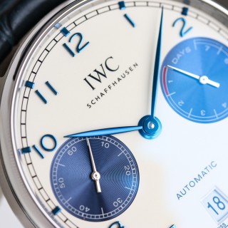 IWC Schaffhausen Portuguese Automatic Watch Silver Blue view 4