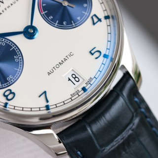 IWC Schaffhausen Portuguese Automatic Watch Silver Blue view 5