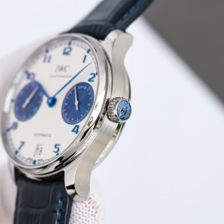 IWC Schaffhausen Portuguese Automatic Watch Silver Blue view 6