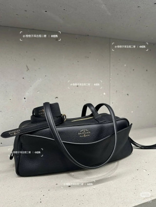 Balenciaga Black Leather Bowling Bag