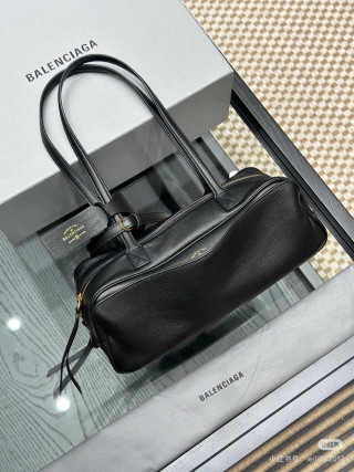 Balenciaga Black Leather Bowling Bag view 2