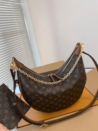 Louis Vuitton Monogram Canvas Crescent Shoulder Bag Brown