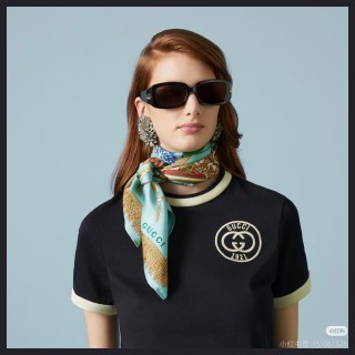 Gucci GG Logo Short Sleeve T-Shirt Black with Stripe Trim