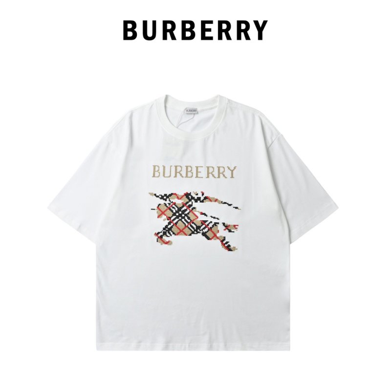 Burberry White Cotton T-Shirt with Tartan Dragon Print view