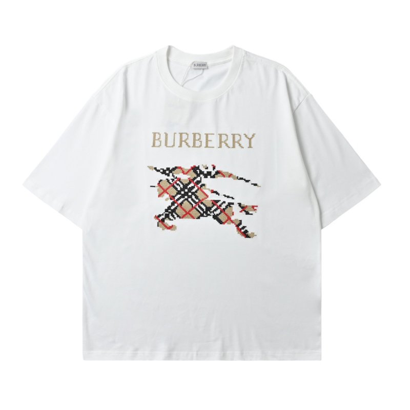 Burberry White Cotton T-Shirt with Tartan Dragon Print view