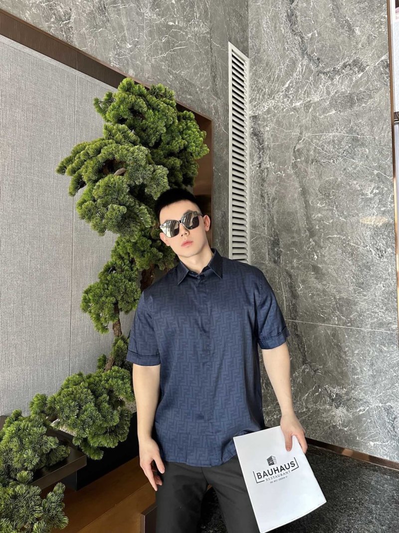 Dark Indigo Denim Button-Up Shirt with Contrast Stripe view