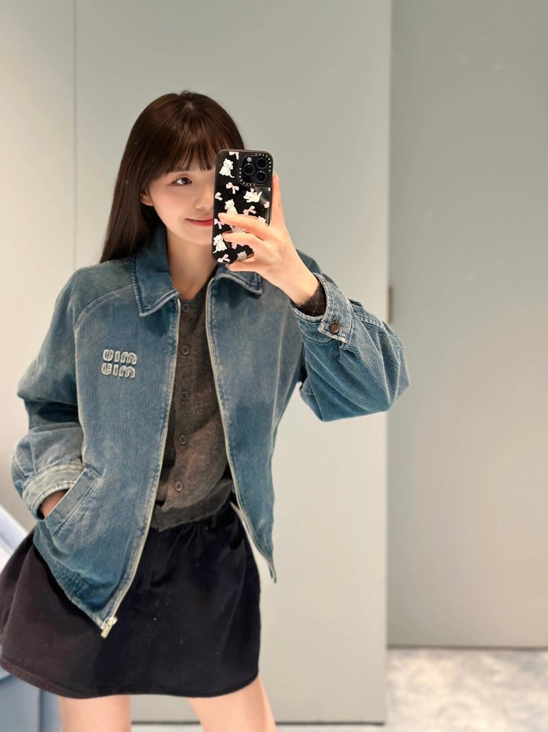 Light Wash Denim Jacket with Embroidered Detail