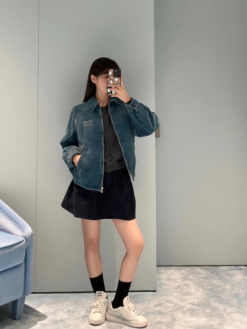 Light Wash Denim Jacket with Embroidered Detail view