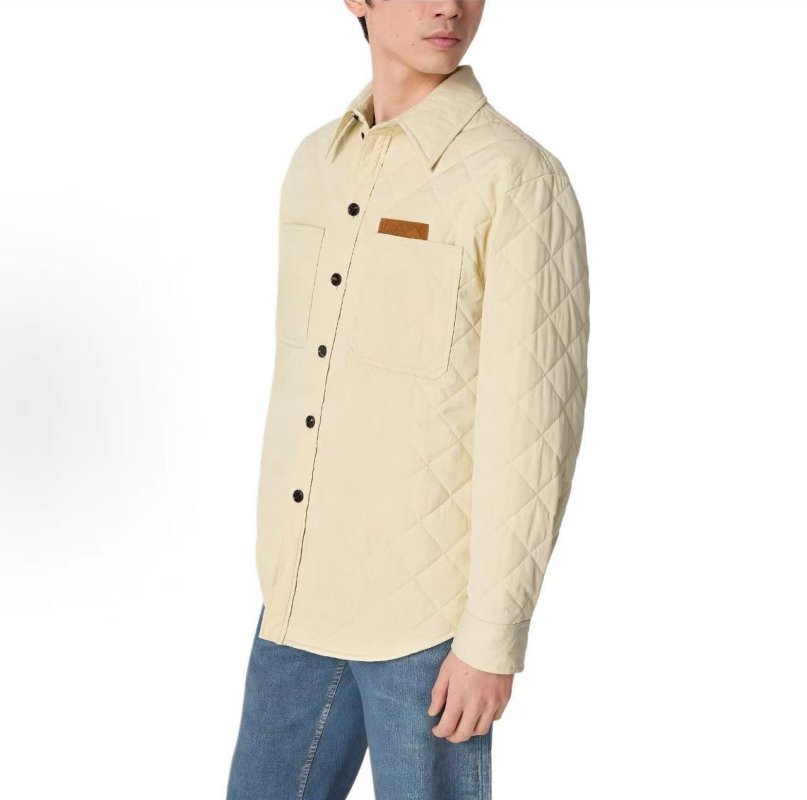 Cream Quilted Button Overshirt Jacket view