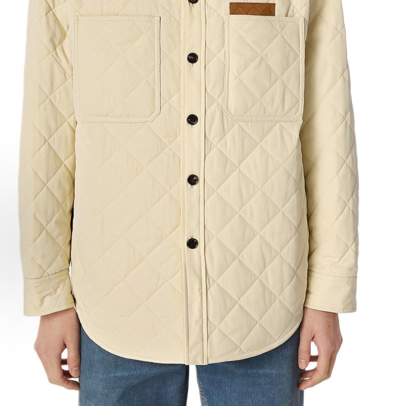 Cream Quilted Button Overshirt Jacket view