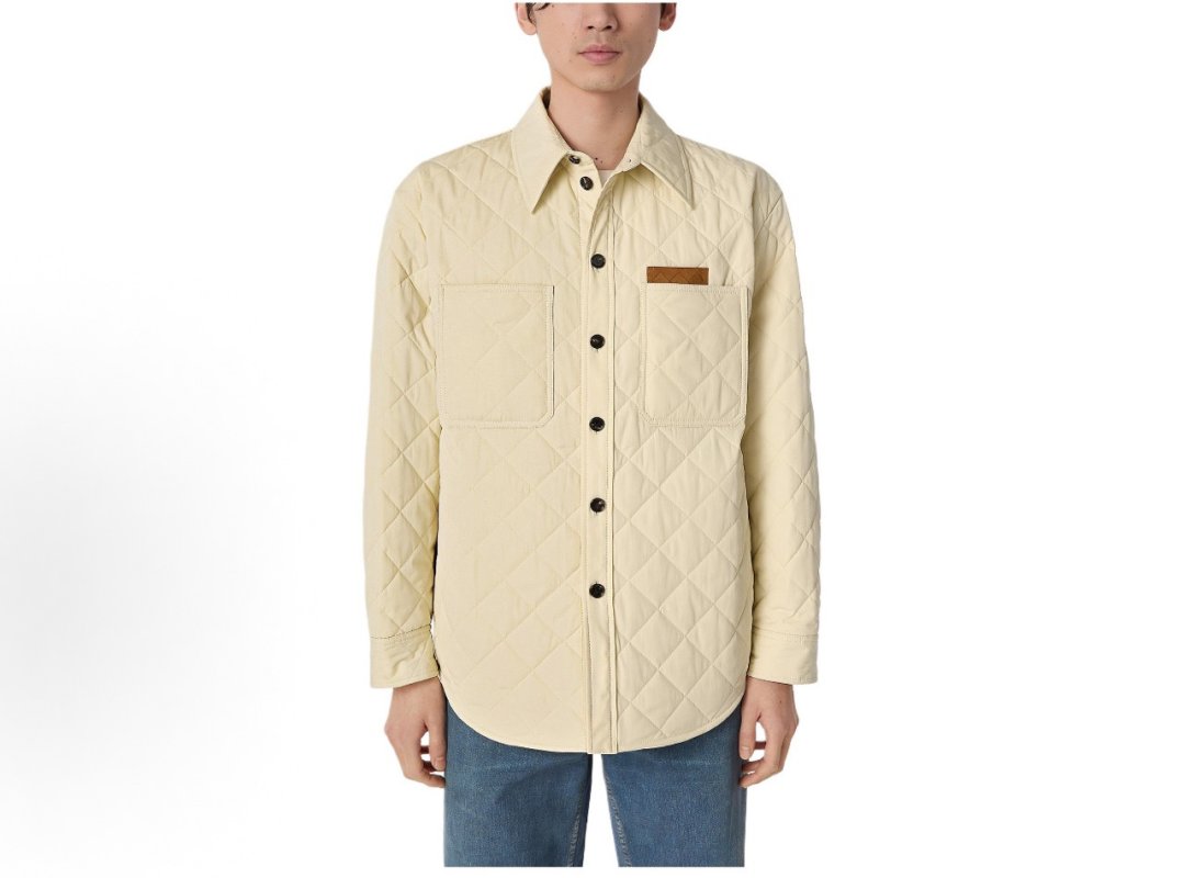 Cream Quilted Button Overshirt Jacket view
