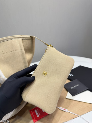 Chanel Deauville Tote Beige Canvas Beach Bag view 6