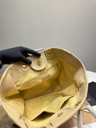 Chanel Deauville Tote Beige Canvas Beach Bag view 9