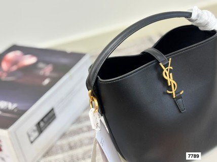 YSL Le37 Black Leather Bucket Bag view 2
