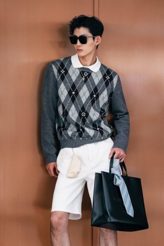 Louis Vuitton Argyle Crewneck Sweater Grey Charcoal view 2