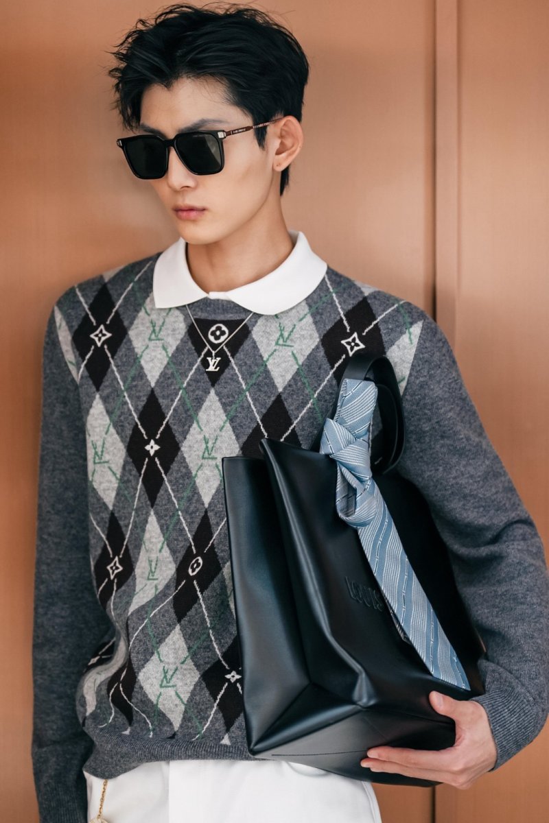 Louis Vuitton Argyle Crewneck Sweater Grey Charcoal view