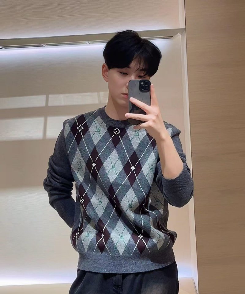 Louis Vuitton Argyle Crewneck Sweater Grey Charcoal view