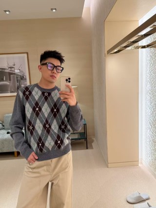 Louis Vuitton Argyle Crewneck Sweater Grey Charcoal view 7