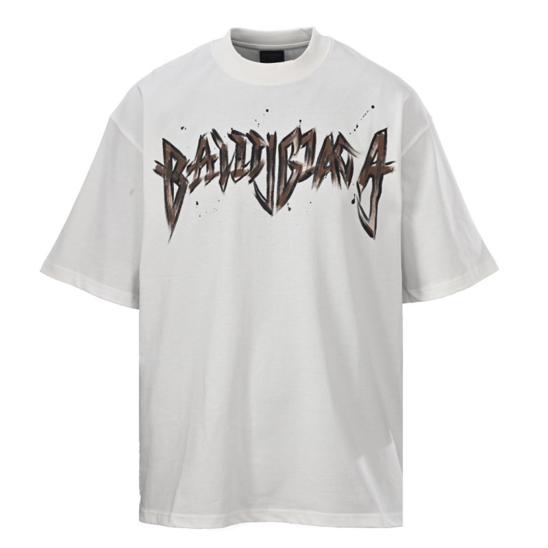 Balenciaga Gold Graffiti Logo White T-Shirt view
