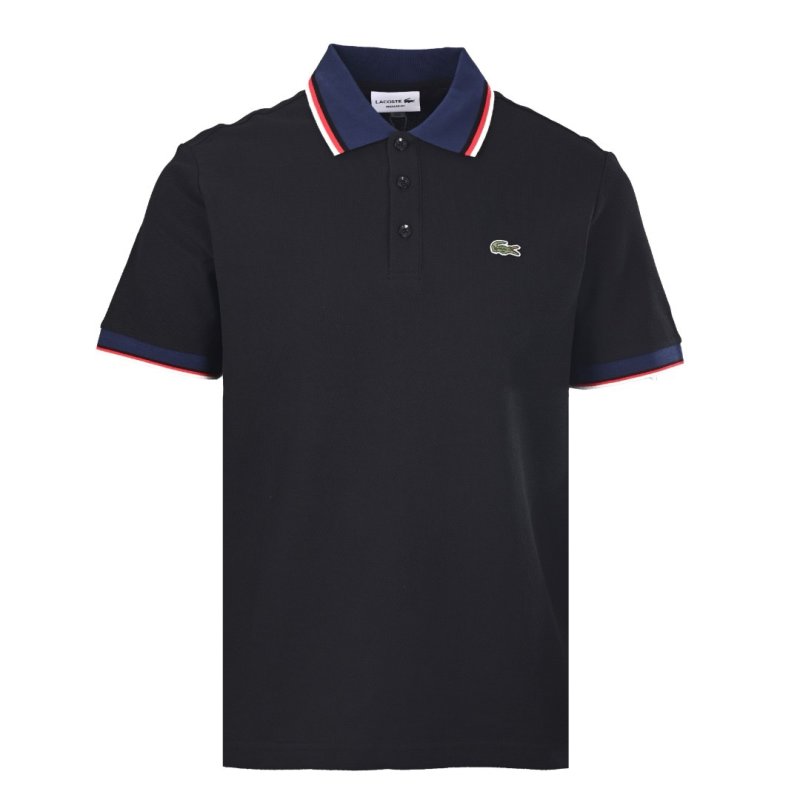 Lacoste Black Polo Shirt with Red/Navy Trim view