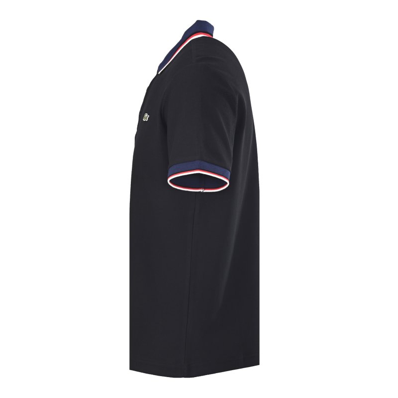 Lacoste Black Polo Shirt with Red/Navy Trim view