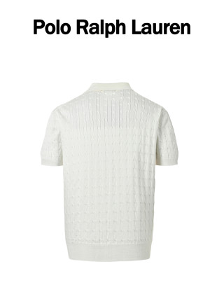 Polo Ralph Lauren Cream Cable-Knit Polo Shirt view 2