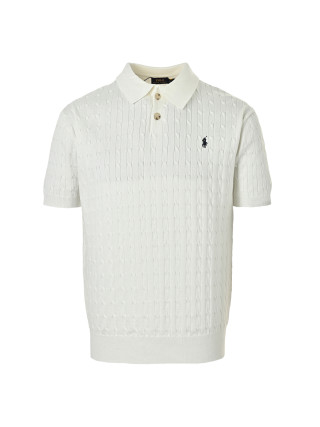 Polo Ralph Lauren Cream Cable-Knit Polo Shirt view 3