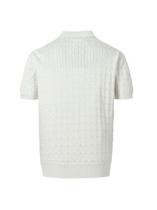 Polo Ralph Lauren Cream Cable-Knit Polo Shirt view 4