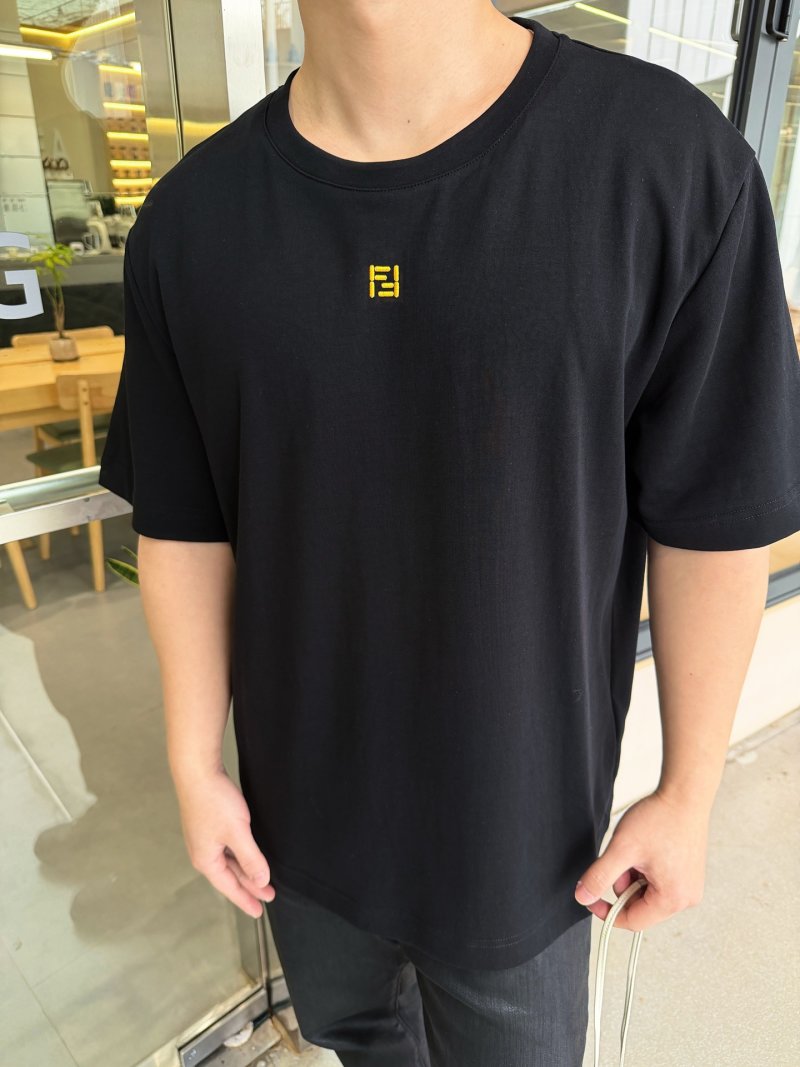 Fendi Black T-Shirt with Yellow FF Logo