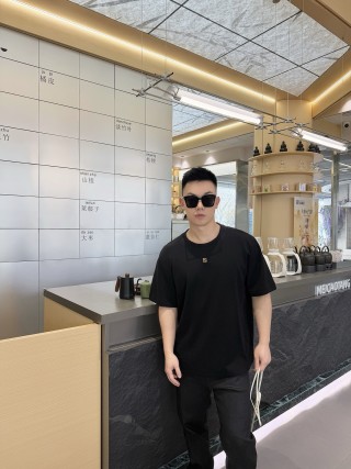 Fendi Black T-Shirt with Yellow FF Logo view 2