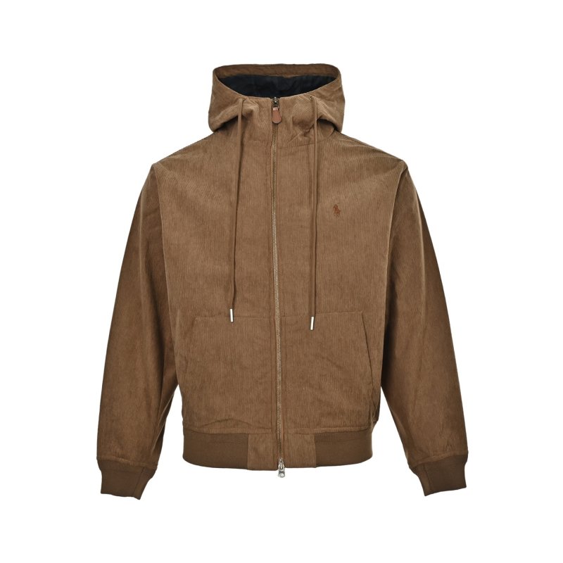 Brown Corduroy Zip Hoodie Jacket view